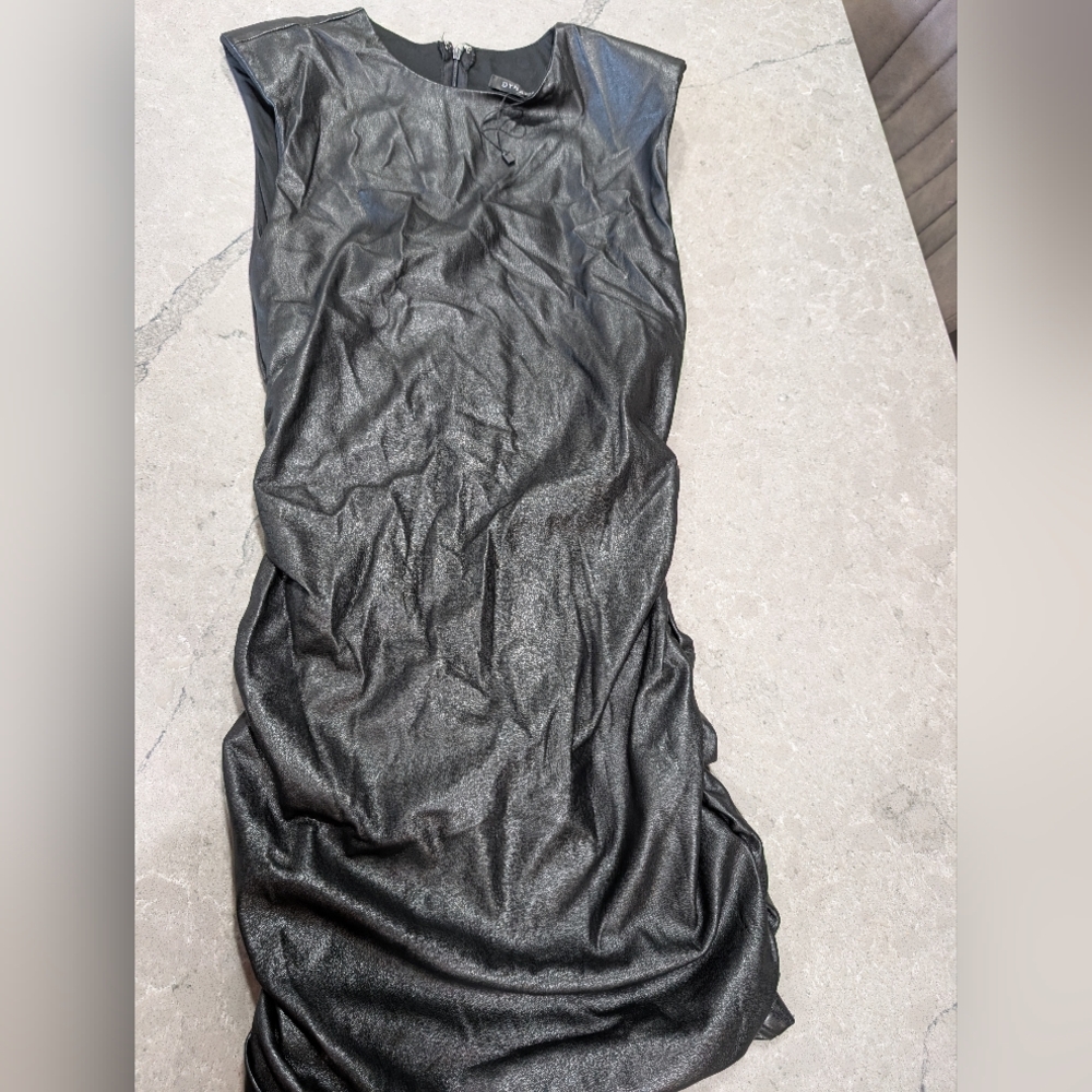 Dynamite Faux Leather Black Midi Dress